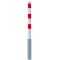 Barrier posts | Steel tube  89 x 2,9 mm | removable, with triangular locking mechanism | hot-dip galvanized and white coatedwith three red reflecting stripes | without eyelet